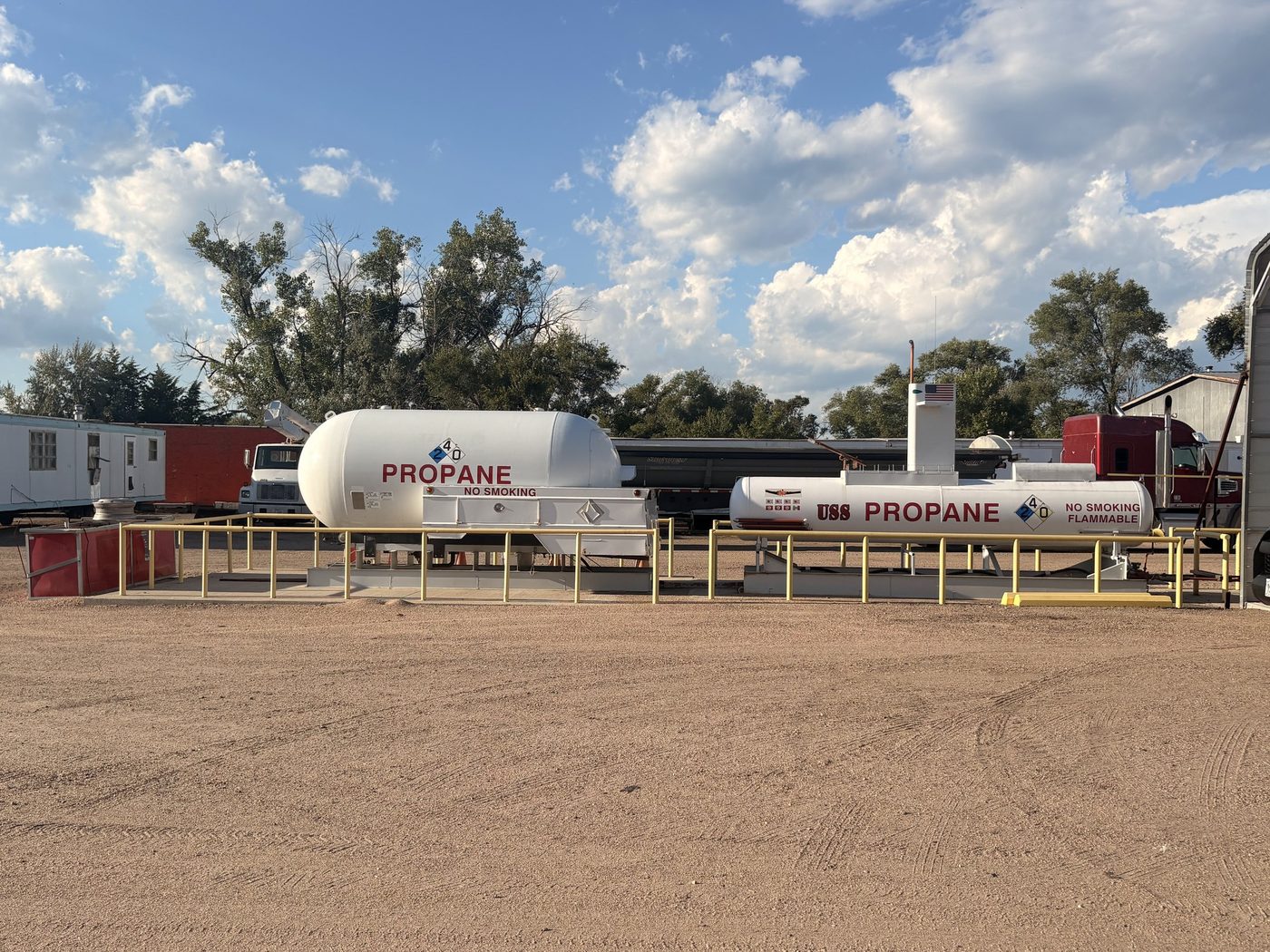 The propane filling station at Lincoln Highway RV Park